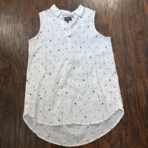 Linen Sailboat Nautical Coastal Beach Cover Tunic Dress